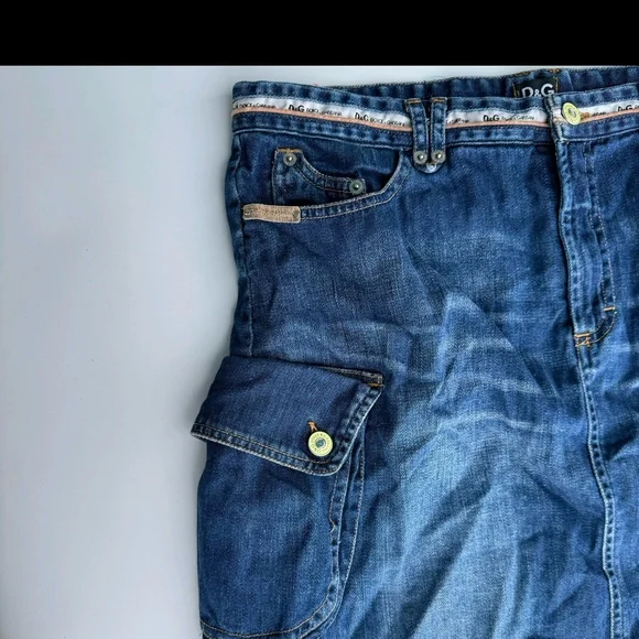Dolce & Gabbana D&G Vintage Y2k Blue Jean Denim Cargo Skirt Size 46/6-8 US Women - Picture 4 of 7